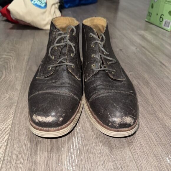 Cole Haan Grand OS Chukka Boots Men's 11M Brown Pebbled Leather Cap Toe Comfort - Picture 2 of 7